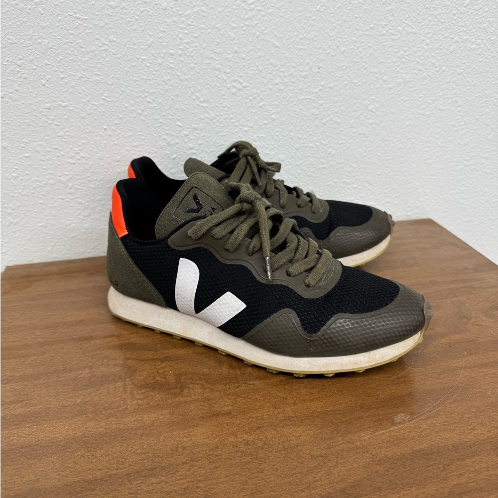 Veja Black and Olive Sneakers